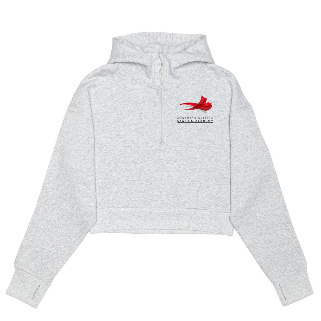 HERO-4220C Cropped Drop Shoulder Scuba 1/2 Zip Hoodie