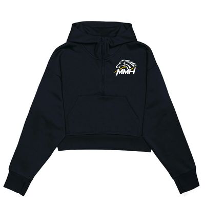 HERO-4220C Cropped Drop Shoulder Scuba 1/2 Zip Hoodie