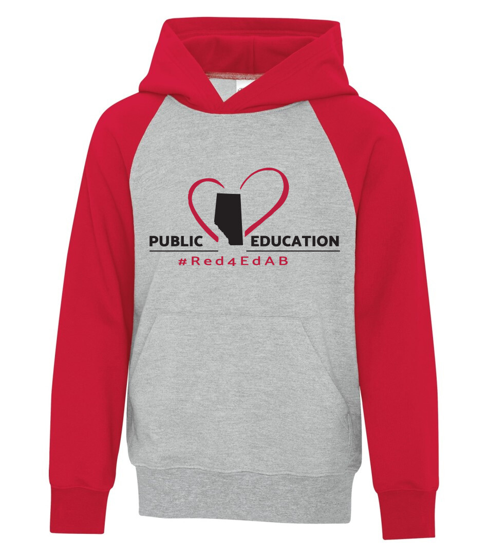 ATC Fleece Two Tone Hooded Sweatshirt, Color: Athletic Grey body/ Red sleeves, Design Choice: Design 1