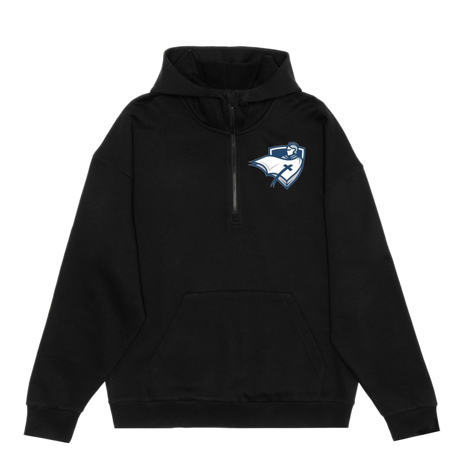 HERO-4220 Unisex Drop Shoulder Scuba 1/2 Zip Hoodie