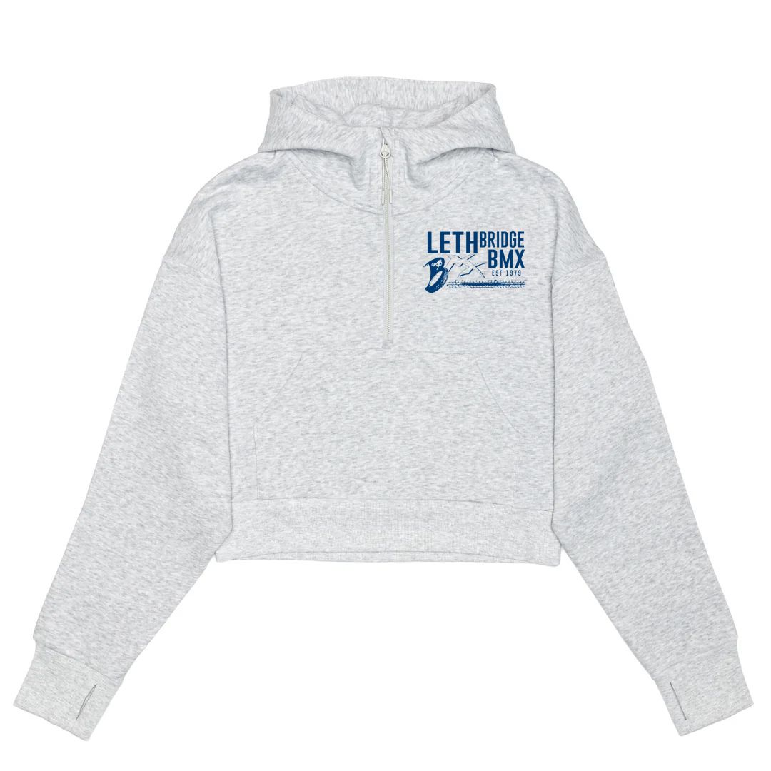 HERO-4220C Cropped Drop Shoulder Scuba 1/2 Zip Hoodie