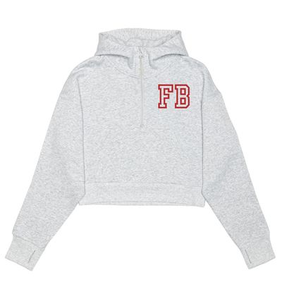 HERO-4220C Cropped Drop Shoulder Scuba 1/2 Zip Hoodie