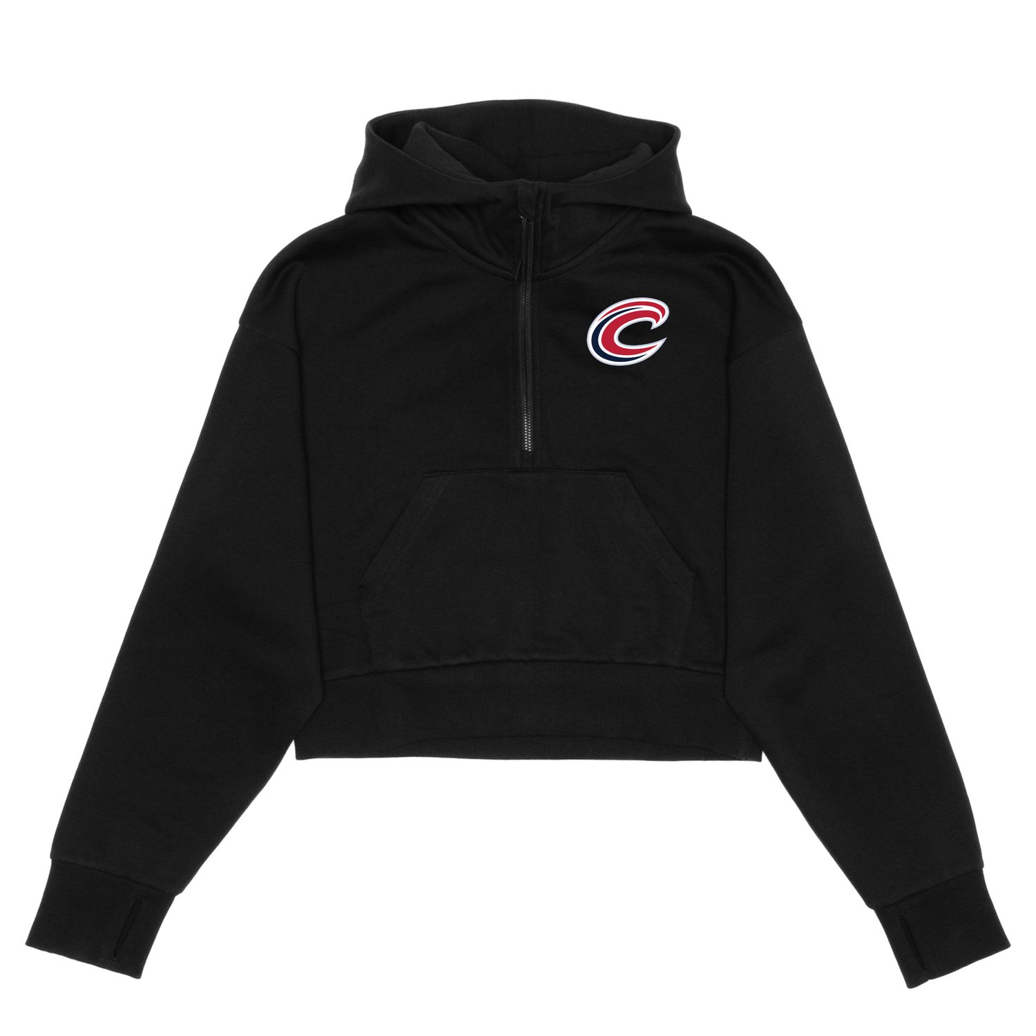 HERO-4220C Cropped Drop Shoulder Scuba 1/2 Zip Hoodie