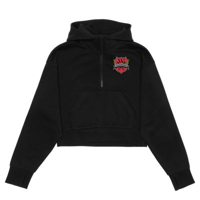HERO-4220C Cropped Drop Shoulder Scuba 1/2 Zip Hoodie
