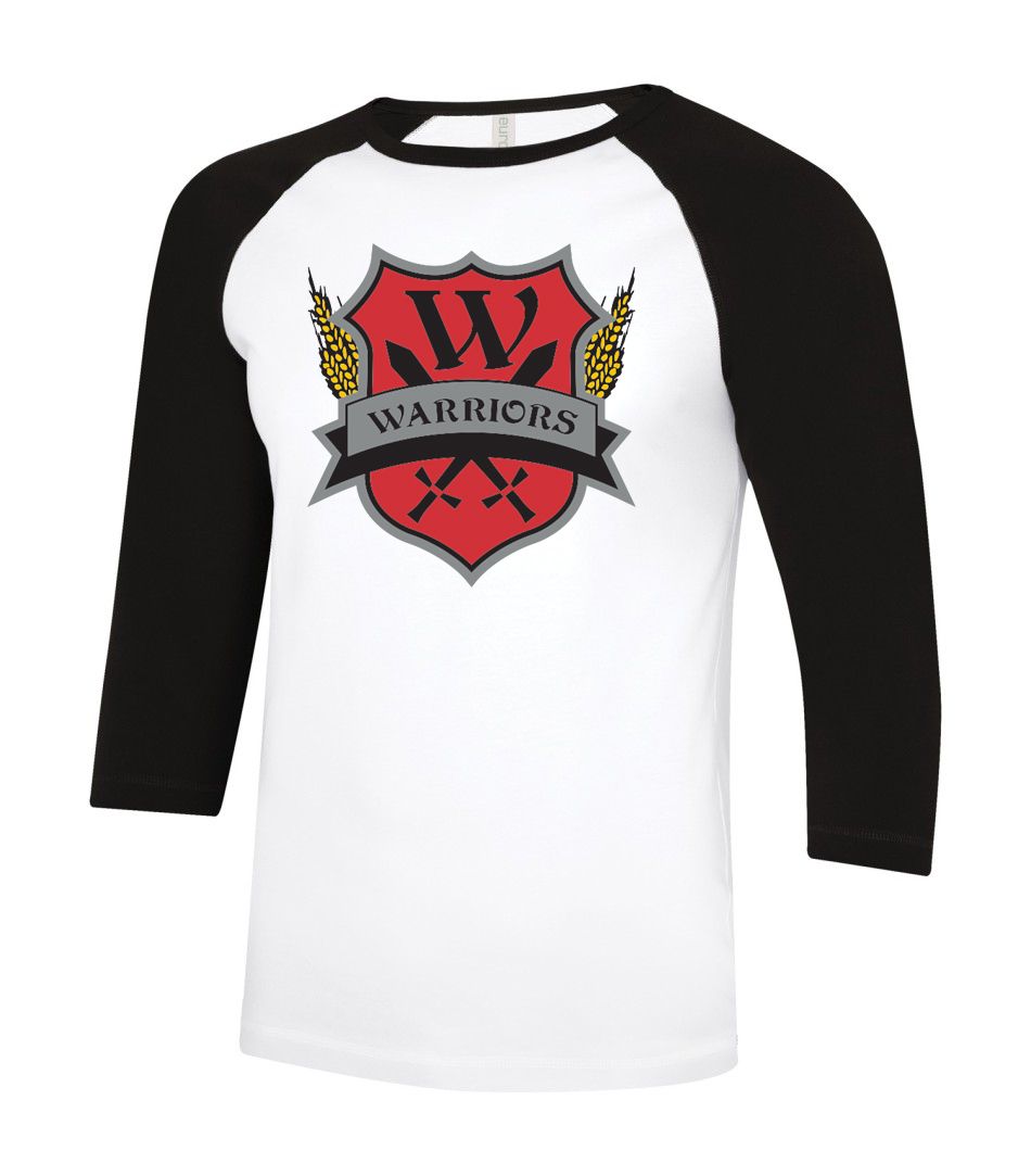 ATC Eurospun Ring Spun Baseball Tee, Color: White body/Black sleeves, Design Choice: Design 1