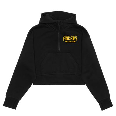 HERO-4220C Cropped Drop Shoulder Scuba 1/2 Zip Hoodie