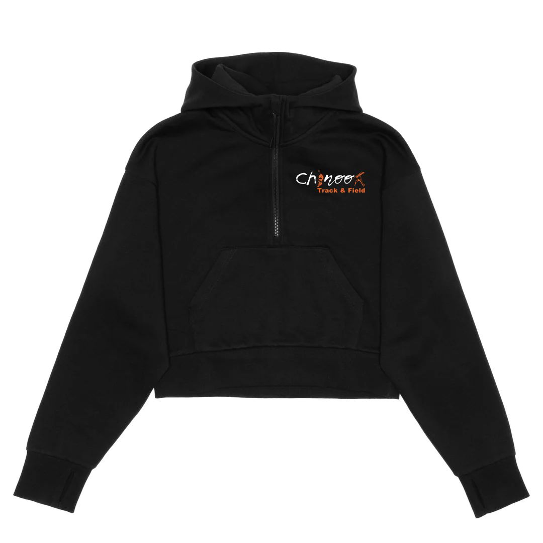 HERO-4220C Cropped Drop Shoulder Scuba 1/2 Zip Hoodie