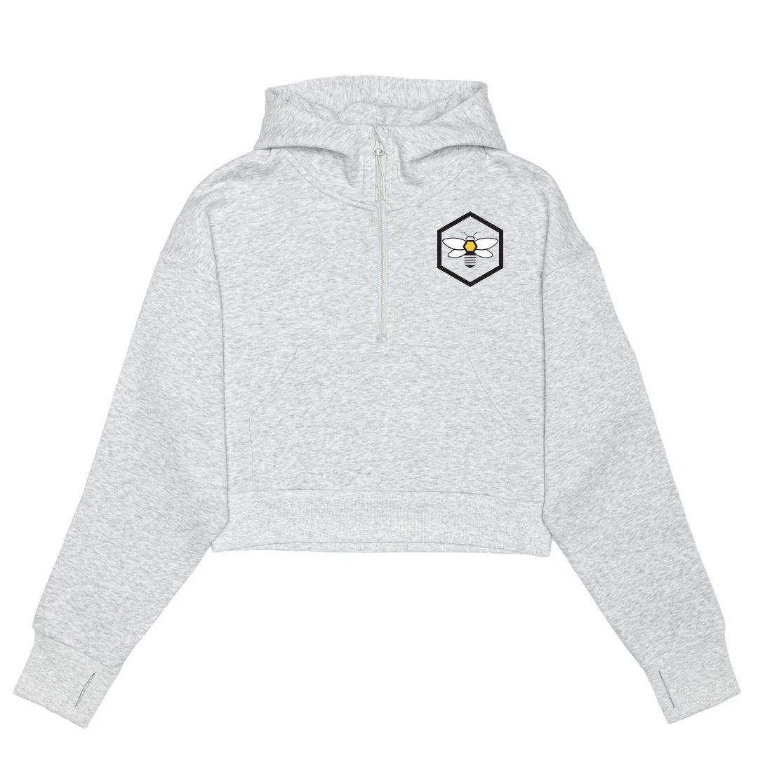 HERO-4220C Cropped Drop Shoulder Scuba 1/2 Zip Hoodie