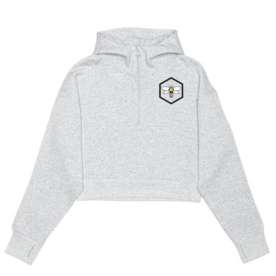 HERO-4220C Cropped Drop Shoulder Scuba 1/2 Zip Hoodie