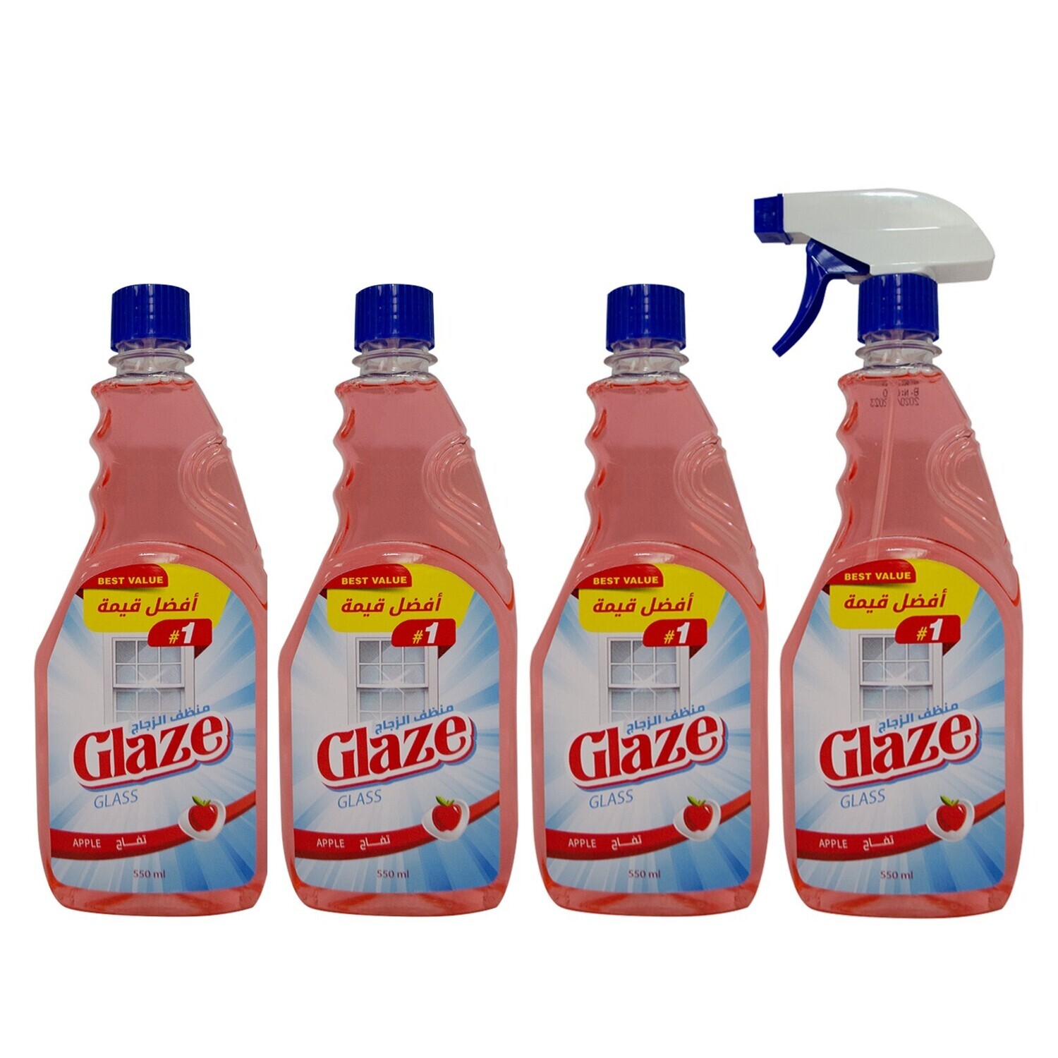Glaze - Glass Cleaner Apple Scent - Super Value pack of 4