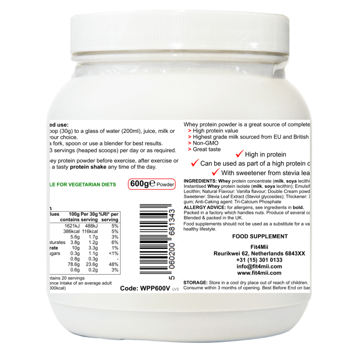 Whey4Mii Whey Vanilla 🌱 High Protein Juicing Shake Powder