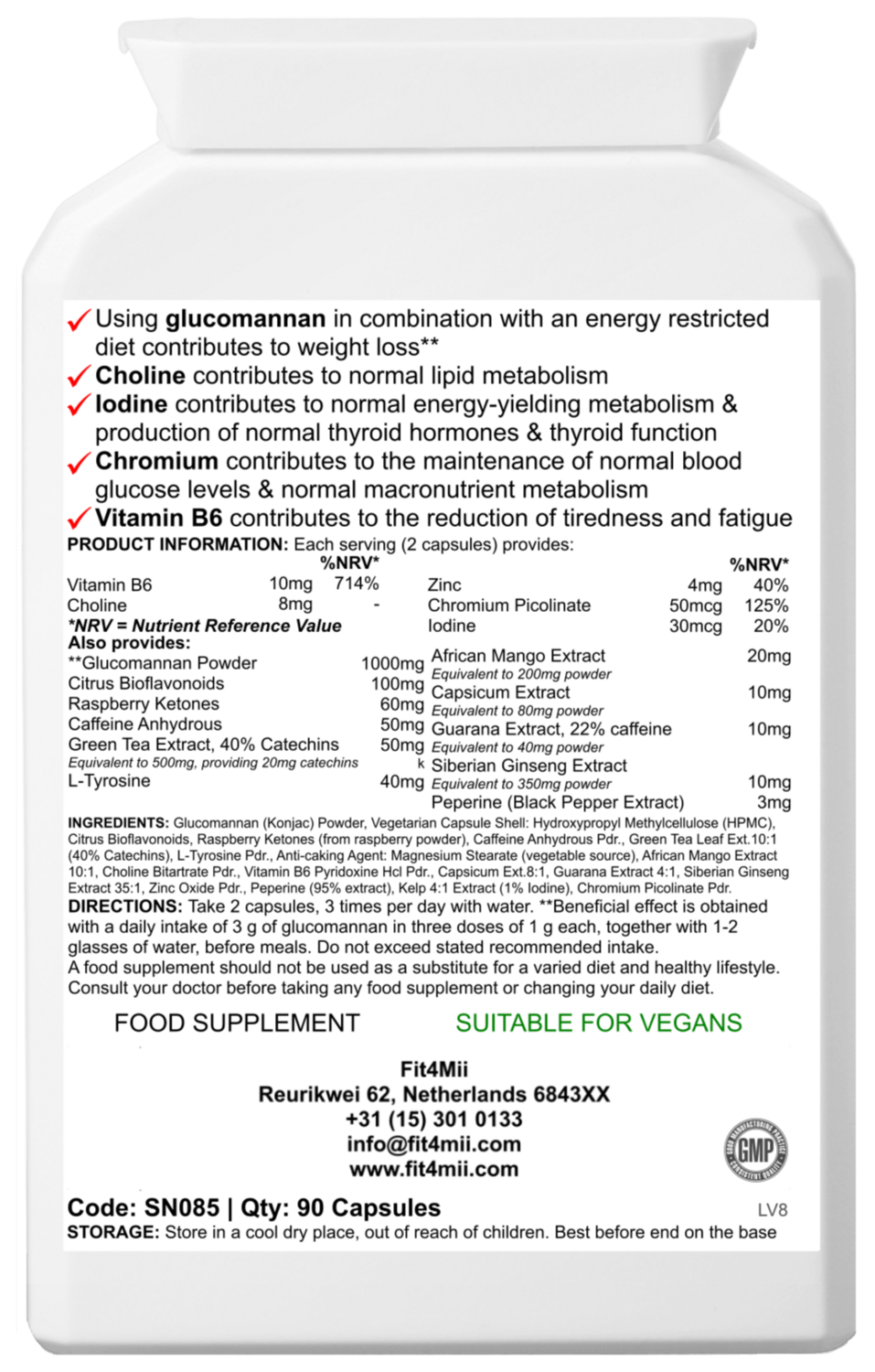 Slim4Mii ⓥ  Vegan Weight loss and Fat Burn supplement