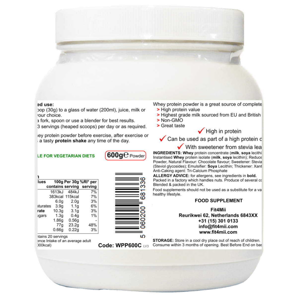 Whey4Mii Chocolate  High Protein Juicing Shake Powder