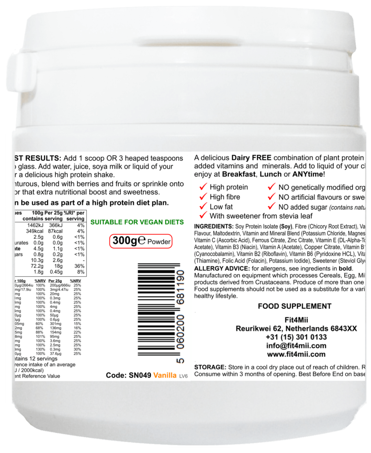 Meal4Mii Vanilla Vegan Meal Replacement Protein Juicing /Smoothie Powder Ⓥ