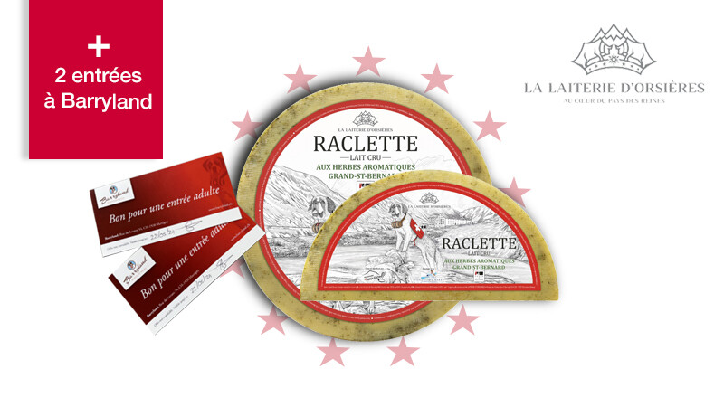 Raclette aux herbes avec 2 entrée Barryland- Laiterie d&#39;Orsières