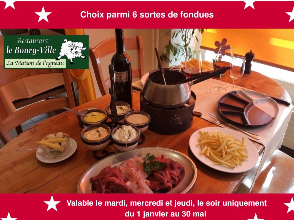 Fondue de viande à choix - Le Bourg-Ville