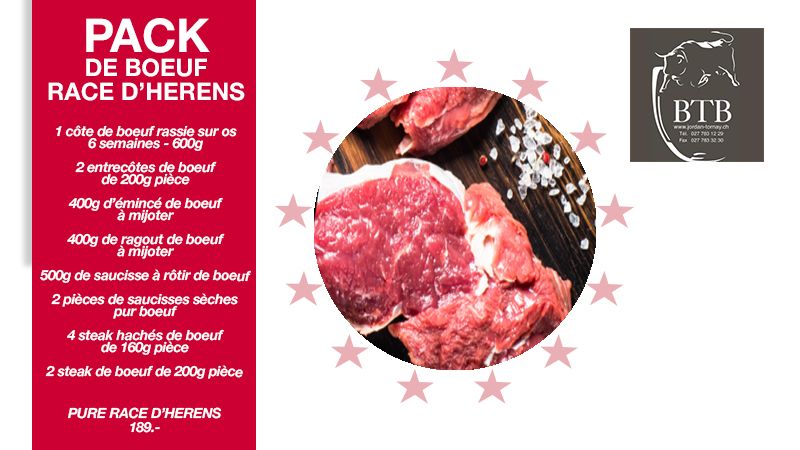 Le pack de boeuf "Race d'Hérens" Marque Valais - BTB