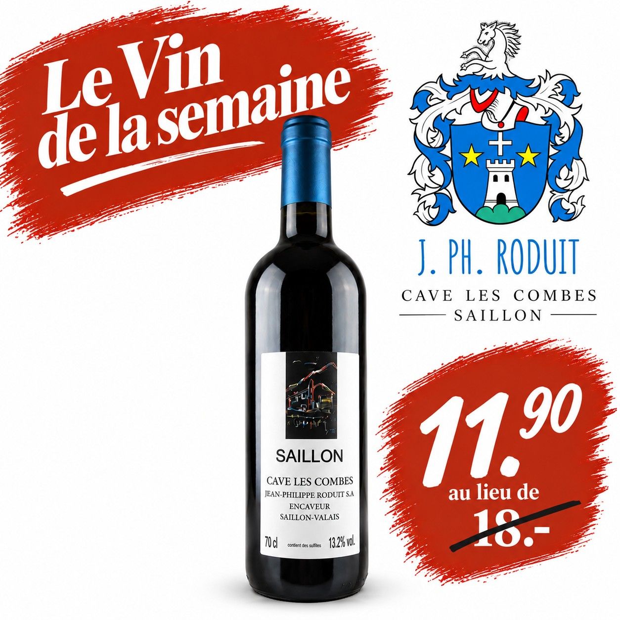 6x Humagne Rouge AOC 2019 - Cave Les Combes