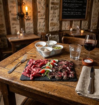 Fondue duo de boeuf maison - Les Chenevières