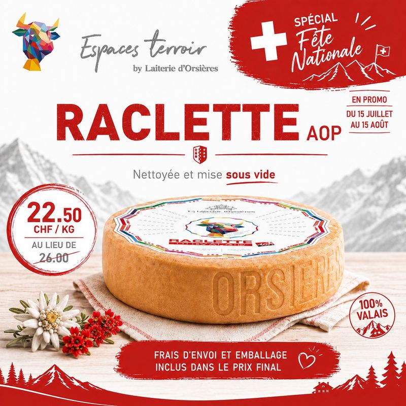 Fromage Raclette AOP - Laiterie d'Orsières