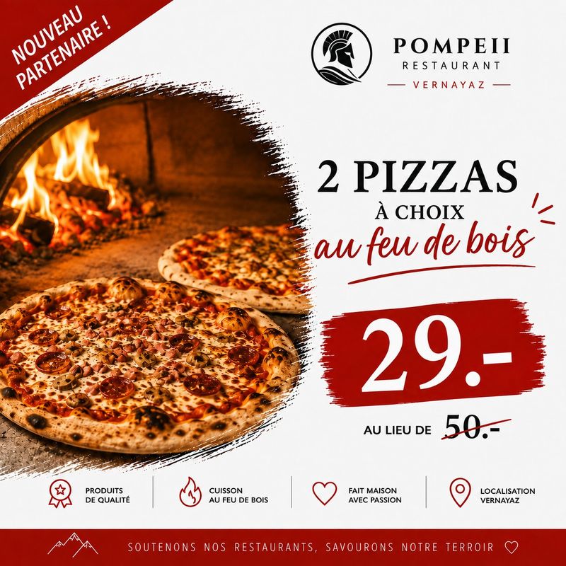 2 Pizzas à choix - Pompeii Restaurant