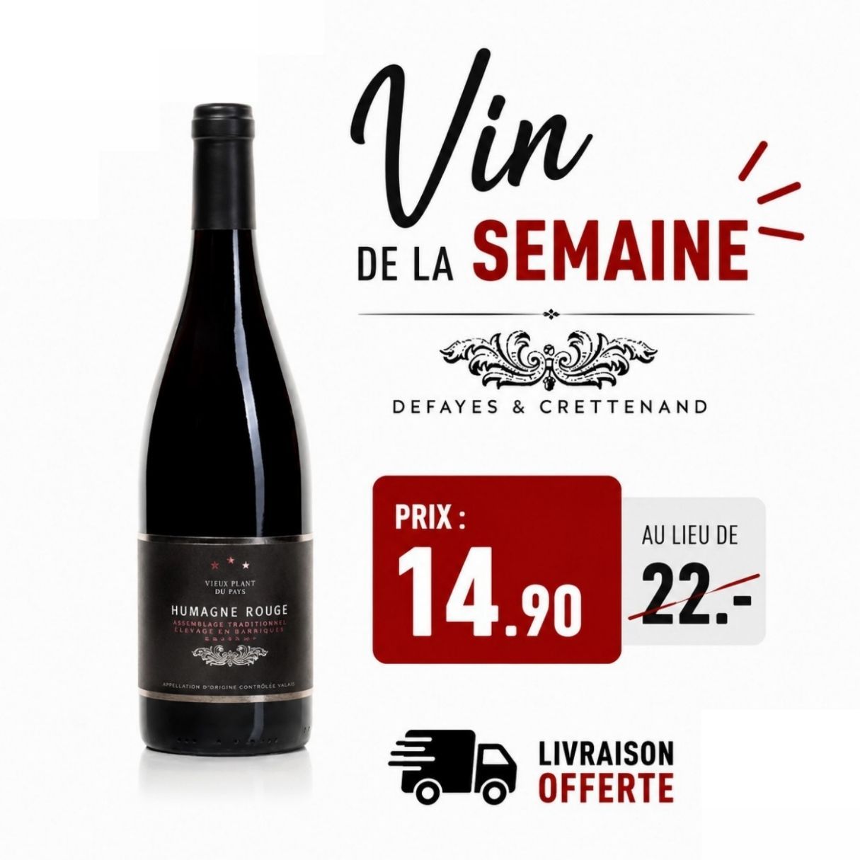 6X Humagne Rouge 2024 - Cave Défayes &amp; Crettenand
