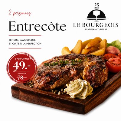 Entrecôte de boeuf sur ardoise - Le Bourgeois