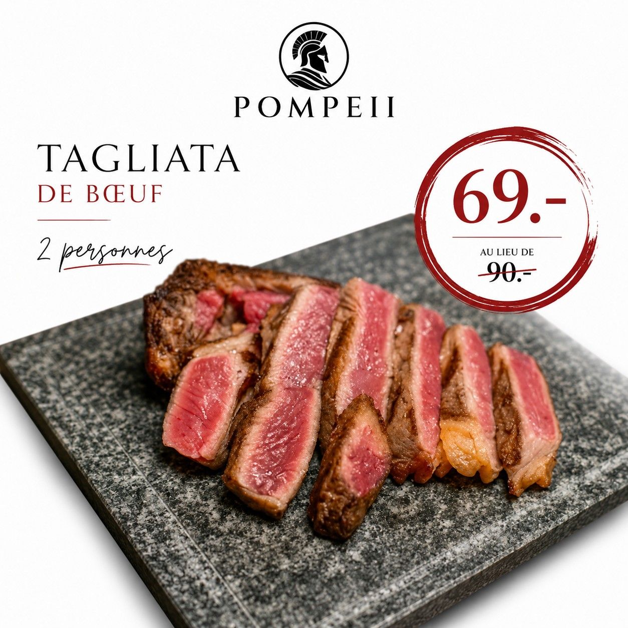 Tagliata de boeuf 2 personnes - Pompeii Restaurant