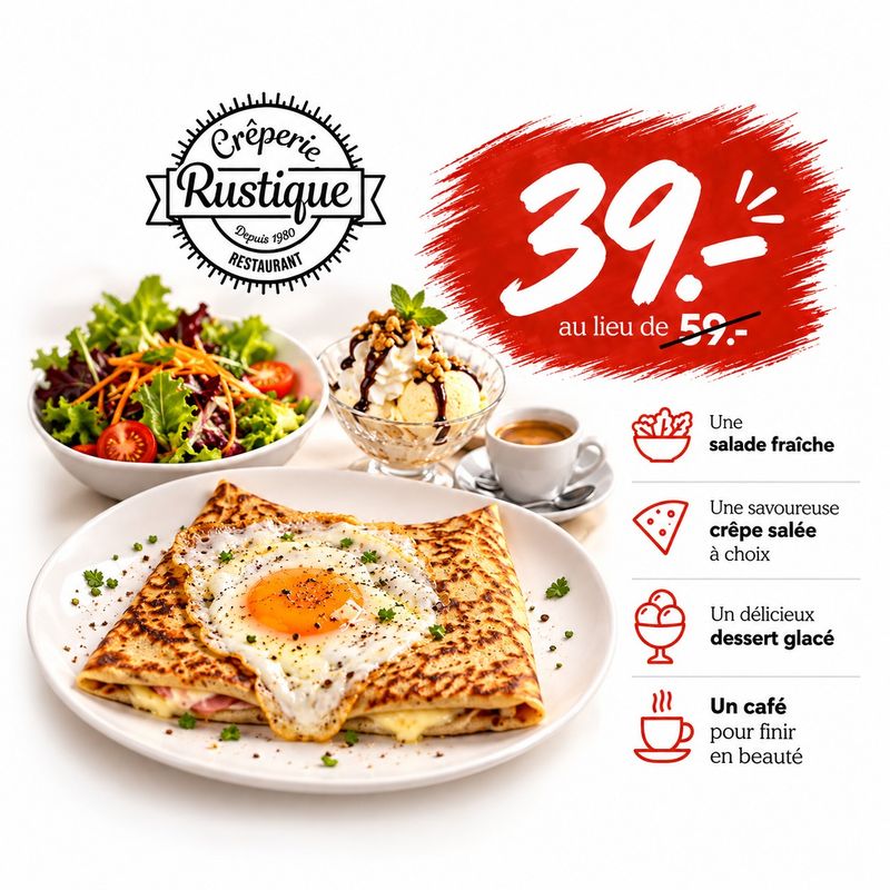 Menu Crêpes salées - Crêperie Rustique Sion