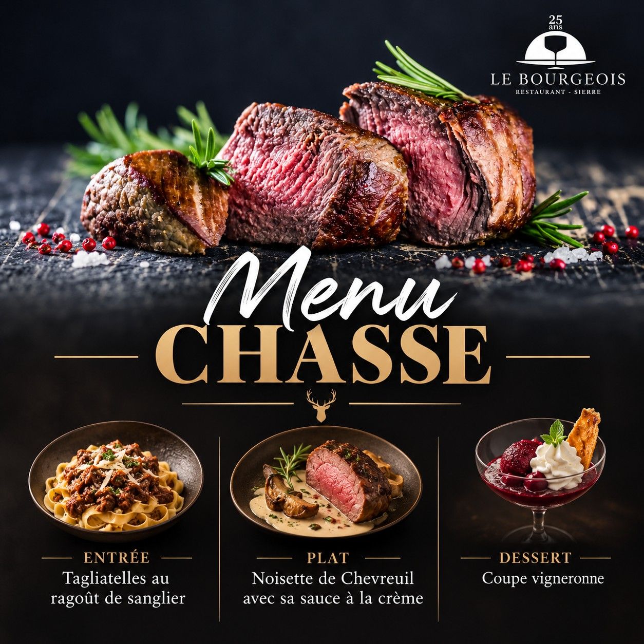 Menu de chasse trois plats - Le Bourgeois
