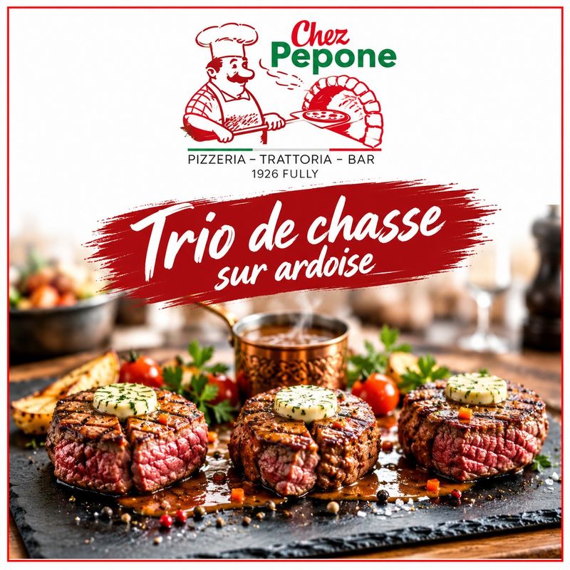 Trio de chasse sur ardoise - Chez Pepone