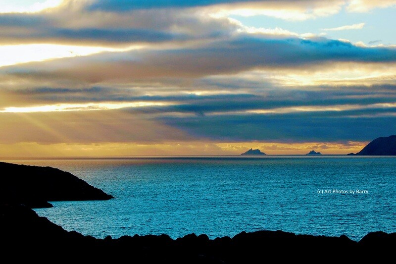 Long evening view to Skelligs.  Co. Kerry