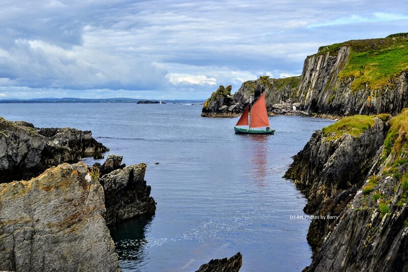 Red sailboat at Cape Clear.  Co. Cork