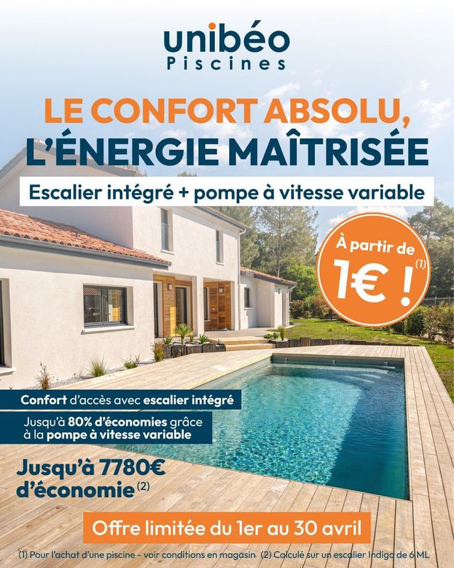 Pour 1€*, nous offrons les escaliers et la pompe à vitesse variable