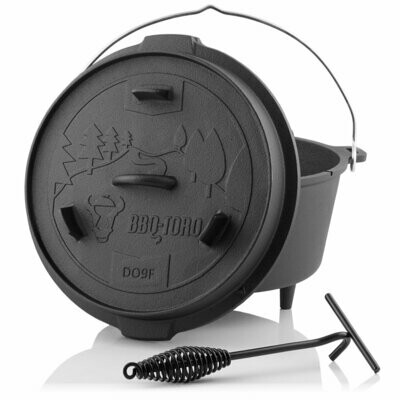 Das Original - Dutch Oven Set 7L - Eingebrannter Feuertopf au Black Bull BBQ 
