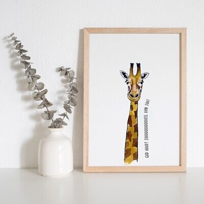 A4 poster Giraf - God houdt zoooooooveel van jou!