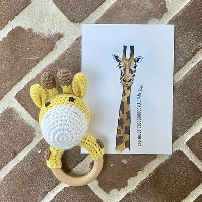 Ansichtkaart + gift Giraf - God houdt zoooooooveel van jou!