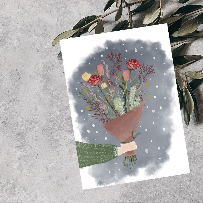 Kaart 'Bos bloemen winter'