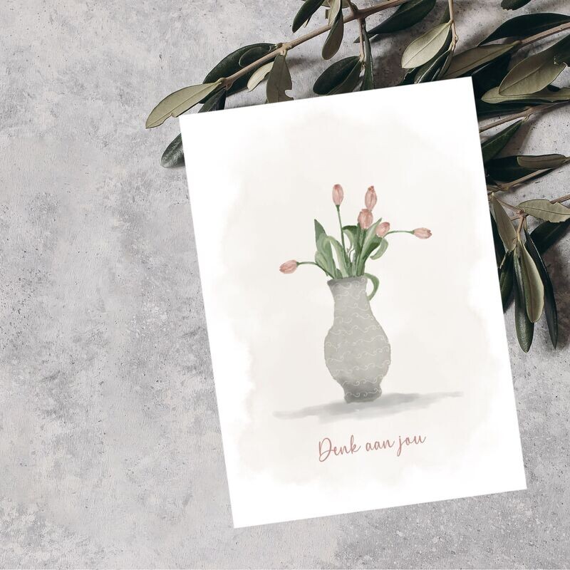 Kaart 'Denk aan jou' (Tulpen)