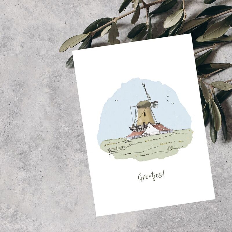 Kaart 'Groetjes' (molen)