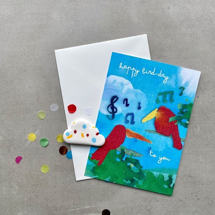Happy bird-day - met wolk magneetje
