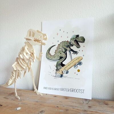 Poster + gift 'God is groot groter grootst!' (Dino)