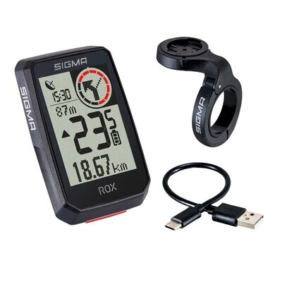 Sigma ROX 2.0 compteur GPS incl. support top mount & câble de charge USB-C - Noir / Blanc