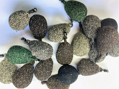 mixed FLAT PEAR LEAD WEIGHTS SINKERS textured smooth Sea or Carp fishing tackle 