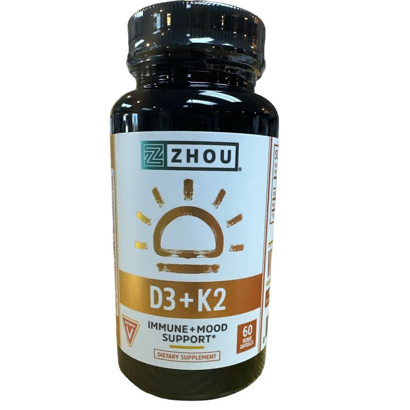 D3 + K2 Immune + Mood Support - Zhou 60 Capsules