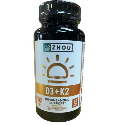 D3 + K2 Immune + Mood Support - Zhou 60 Capsules D3 + K2 Immune + Mood Support - Zhou 60 Capsules
