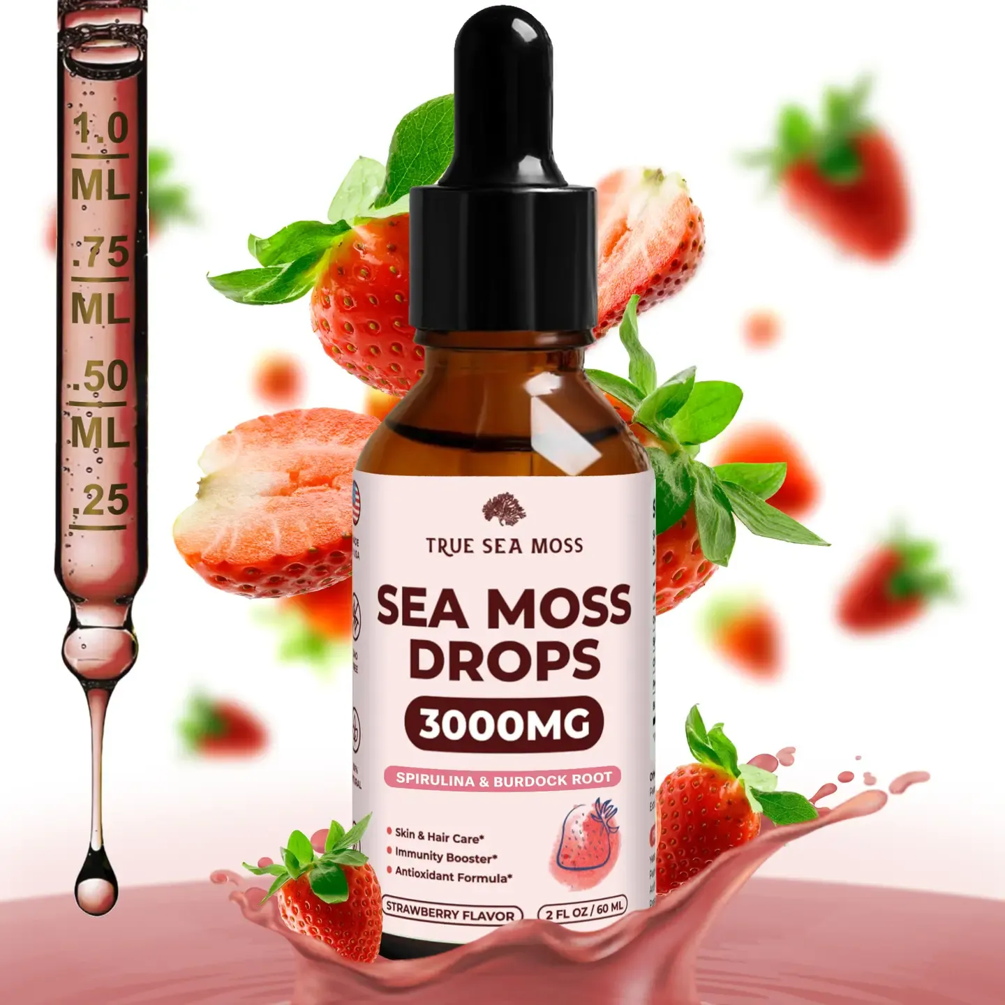 True Sea Moss Drops: Strawberry Flavor