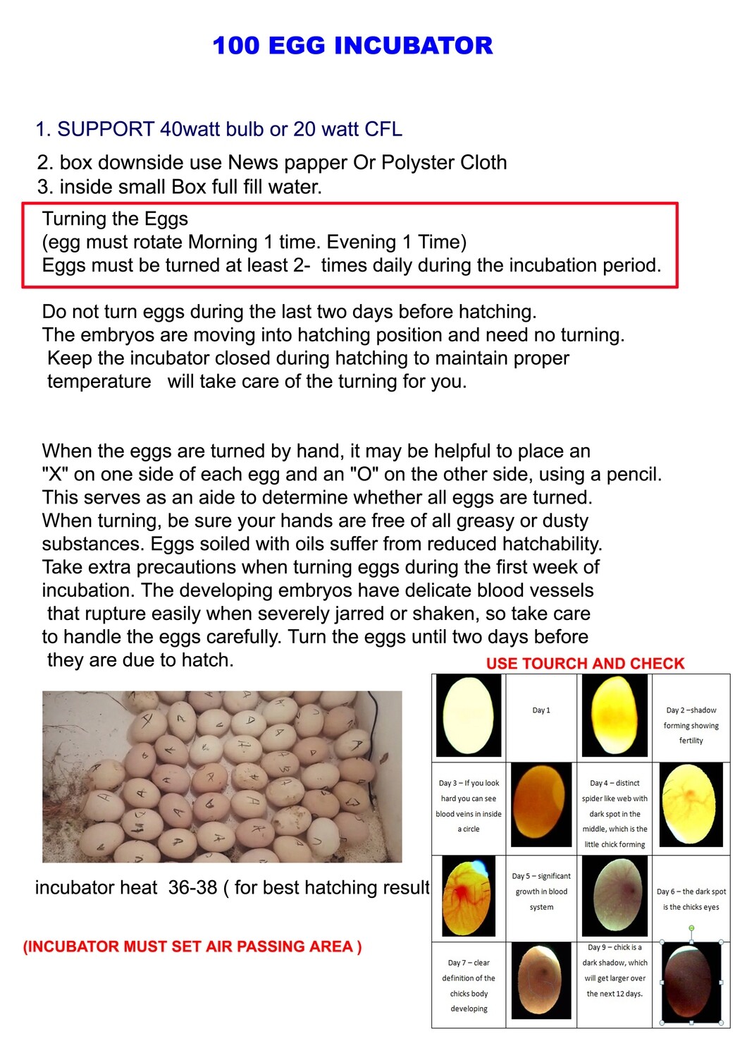 DAMARU 100 Egg Incubator/Chicken Ducks, Pigeons Quail Hatchery Machine for Eggs