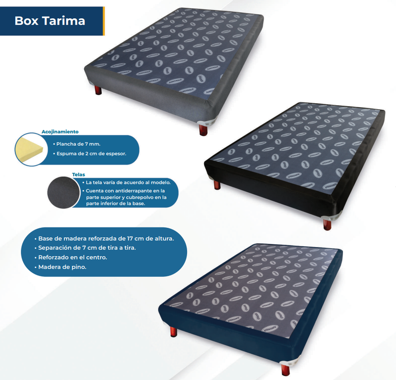 BASE QUEEN SIZE DE TELA CON 6 PATAS REFORZADA