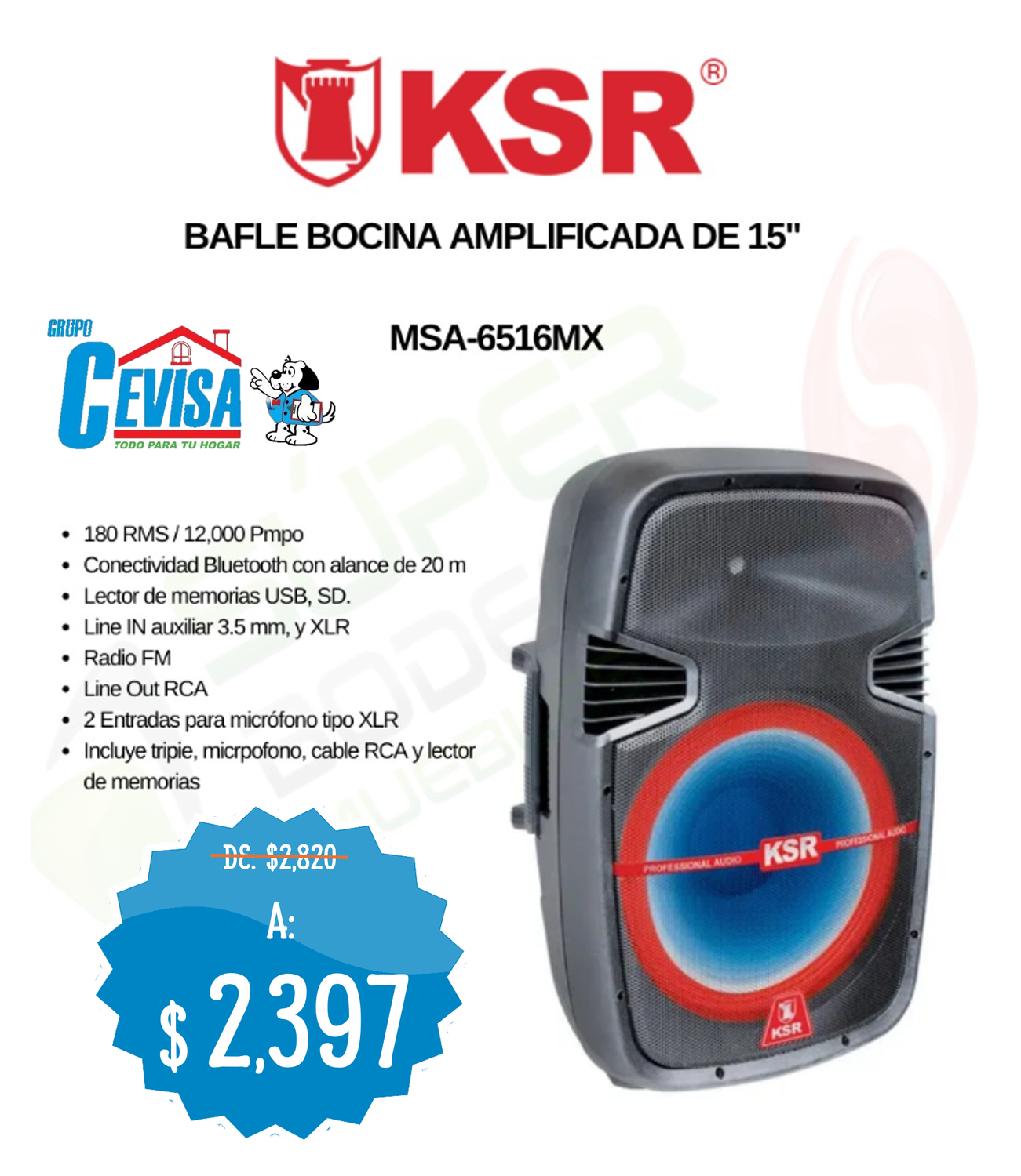 BOCINA KAISER MSA6516MX